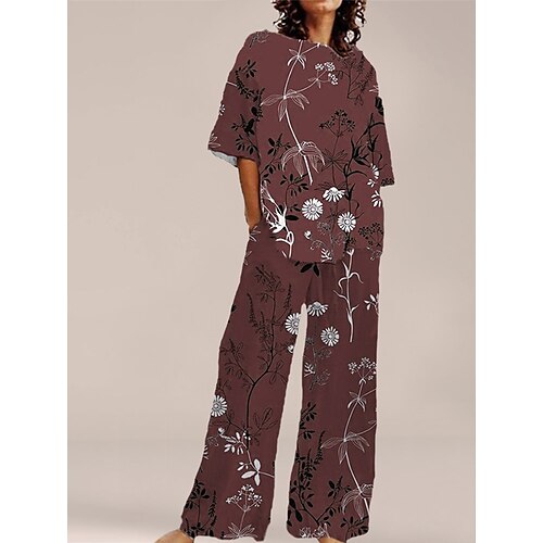 Women's Loungewear Sets Nighty 2 Pieces Flower Comfort Sweet Home Daily Polyester Crew Neck Half Sleeve Spring Summer Black Red Green
Women's Loungewear Sets Nighty 2 Pieces Flower Comfort Sweet Home Daily Polyester Crew Neck Half Sleeve Spring Summer Black Red Green