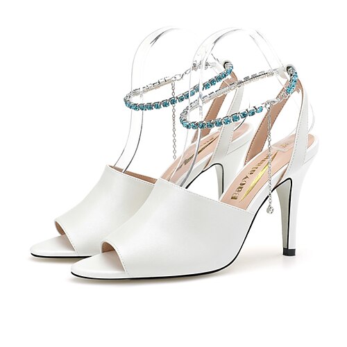 Mujer Sandalias Oficina Diario Verano Pedrería Tacones cerrados Puntera abierta Elegante Sensual Cuero Sintético Tira de tobillo Color sólido Blanco
Mujer Sandalias Oficina Diario Verano Pedrería Tacones cerrados Puntera abierta Elegante Sensual Cuero Sintético Tira de tobillo Color sólido Blanco