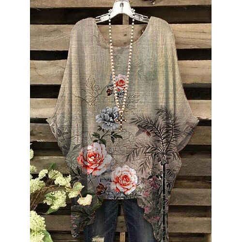 Women's Holiday Beach Floral T shirt Tee Shirt Floral 3/4 Length Sleeve Asymmetric Print Round Neck Casual Beach Tops Khaki S / 3D Print
Women's Holiday Beach Floral T shirt Tee Shirt Floral 3/4 Length Sleeve Asymmetric Print Round Neck Casual Beach Tops Khaki S / 3D Print