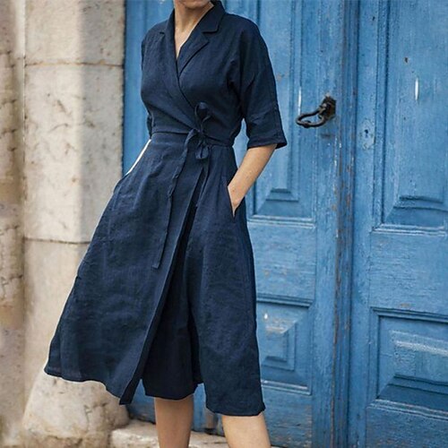 Mulheres Vestido de linho de algodão Vestido casual Vestido Swing Vestido maxi longo Misto de Algodão à moda Elegante Diário Feriado Férias Colarinho de Camisa Cordões Bolsos Meia Manga Verão
Mulheres Vestido de linho de algodão Vestido casual Vestido Swing Vestido maxi longo Misto de Algodão à moda Elegante Diário Feriado Férias Colarinho de Camisa Cordões Bolsos Meia Manga Verão