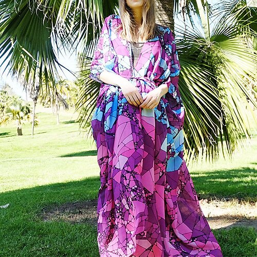 Women's Swimwear Cover Up Beach Top Normal Swimsuit UV Protection Printing Color Block Geometic Purple V Wire Bathing Suits New Stylish Vacation
Women's Swimwear Cover Up Beach Top Normal Swimsuit UV Protection Printing Color Block Geometic Purple V Wire Bathing Suits New Stylish Vacation