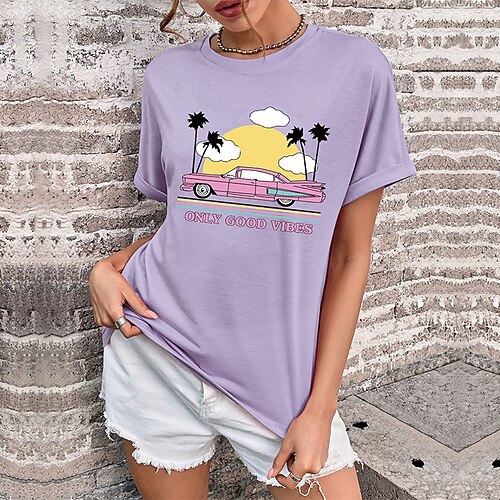 Mujer Camiseta Morado Graphic Texto Estampado Manga Corta Casual Fin de semana Básico Escote Redondo Regular Pintura S
Mujer Camiseta Morado Graphic Texto Estampado Manga Corta Casual Fin de semana Básico Escote Redondo Regular Pintura S