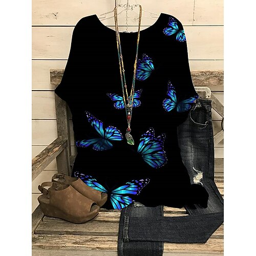 Mujer Camisa Negro Blanco Rojo Floral Mariposa Estampado Manga Corta Festivos Fin de semana Ropa de calle Casual Escote Redondo Regular Flor Mariposa S
Mujer Camisa Negro Blanco Rojo Floral Mariposa Estampado Manga Corta Festivos Fin de semana Ropa de calle Casual Escote Redondo Regular Flor Mariposa S