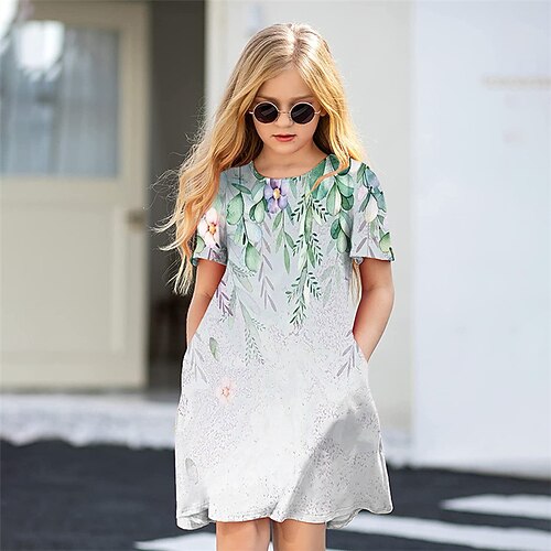 Kids Girls' Dress Floral A Line Dress Above Knee Dress Daily Print Short Sleeve Cute Dress 3-12 Years Spring Green White
Kids Girls' Dress Floral A Line Dress Above Knee Dress Daily Print Short Sleeve Cute Dress 3-12 Years Spring Green White