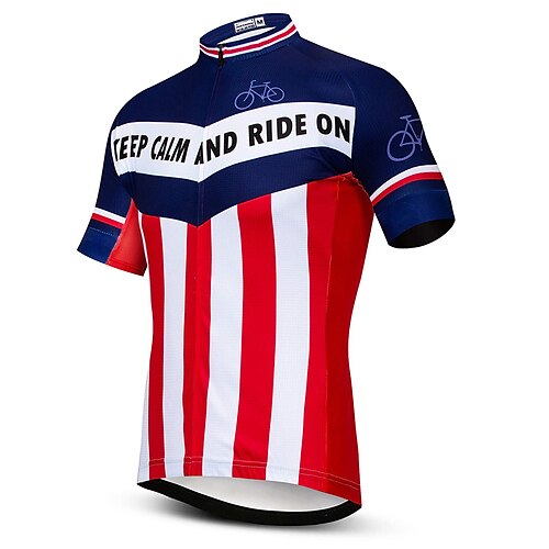 21Grams Men's Cycling Jersey Short Sleeve Bike Top with 3 Rear Pockets Mountain Bike MTB Road Bike Cycling Breathable Quick Dry Moisture Wicking Reflective Strips Red Blue Stripes Polyester Spandex
21Grams Men's Cycling Jersey Short Sleeve Bike Top with 3 Rear Pockets Mountain Bike MTB Road Bike Cycling Breathable Quick Dry Moisture Wicking Reflective Strips Red Blue Stripes Polyester Spandex