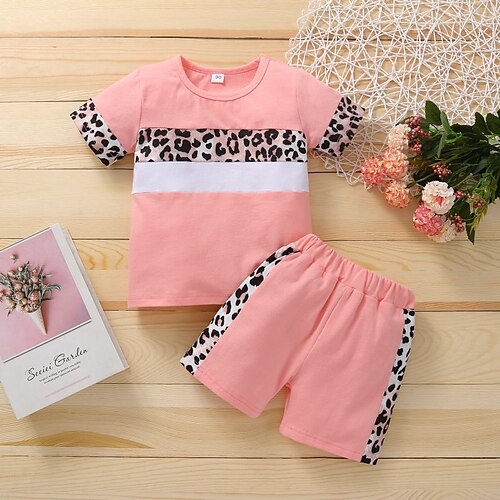 Kids Girls' T-shirt Shorts Clothing Set 2 Pieces Short Sleeve Black Pink Leopard Print Street Outdoor Active Daily Regular 2-6 Years
Kids Girls' T-shirt Shorts Clothing Set 2 Pieces Short Sleeve Black Pink Leopard Print Street Outdoor Active Daily Regular 2-6 Years