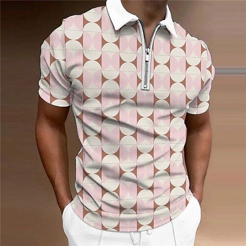 Men's Collar Polo Shirt Golf Shirt Geometry Turndown Pink Yellow Khaki 3D Print Outdoor Street Short Sleeves Zipper Print Clothing Apparel Fashion Designer Casual Breathable / Summer / Spring
Men's Collar Polo Shirt Golf Shirt Geometry Turndown Pink Yellow Khaki 3D Print Outdoor Street Short Sleeves Zipper Print Clothing Apparel Fashion Designer Casual Breathable / Summer / Spring