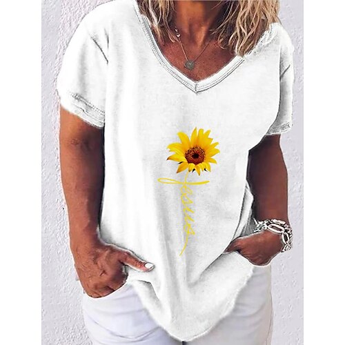 Women's Plus Size Tops T shirt Tee Sunflower Print Short Sleeve V Neck Streetwear Daily Going out Cotton Blend Spring Summer White Black
Women's Plus Size Tops T shirt Tee Sunflower Print Short Sleeve V Neck Streetwear Daily Going out Cotton Blend Spring Summer White Black