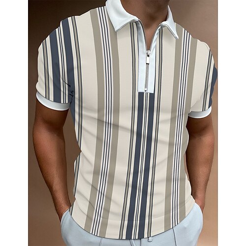 Men's Collar Polo Shirt Golf Shirt Striped Turndown Beige 3D Print Casual Daily Short Sleeve Zipper Print Clothing Apparel Sports Fashion Casual Comfortable / Summer / Spring / Summer
Men's Collar Polo Shirt Golf Shirt Striped Turndown Beige 3D Print Casual Daily Short Sleeve Zipper Print Clothing Apparel Sports Fashion Casual Comfortable / Summer / Spring / Summer