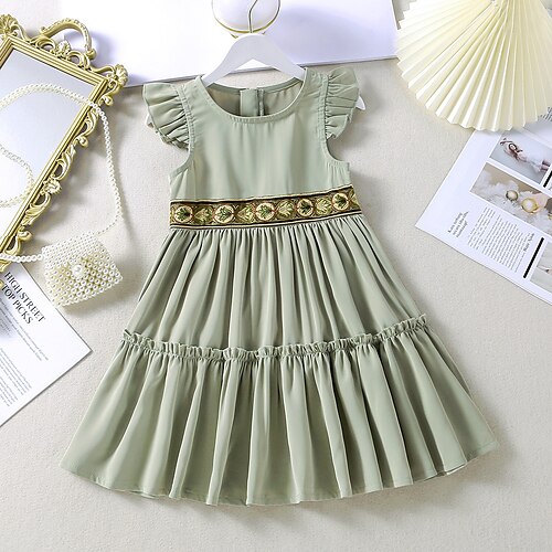 Kids Little Girls' Dress Solid Colored Skater Dress Party Daily Green Knee-length Sleeveless Princess Cute Dresses Spring Summer Slim 2-8 Years
Kids Little Girls' Dress Solid Colored Skater Dress Party Daily Green Knee-length Sleeveless Princess Cute Dresses Spring Summer Slim 2-8 Years