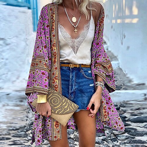 Women's Blouse Shirt Shrugs Green Purple Pink Floral Print Long Sleeve Holiday Weekend Streetwear Casual V Neck Long Floral S / 3D Print
Women's Blouse Shirt Shrugs Green Purple Pink Floral Print Long Sleeve Holiday Weekend Streetwear Casual V Neck Long Floral S / 3D Print