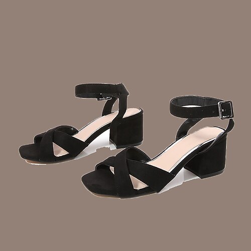 Women's Sandals Ankle Strap Sandals Buckle Chunky Heel Open Toe Elegant Casual Daily Leather Buckle Spring Summer Solid Colored Black
Women's Sandals Ankle Strap Sandals Buckle Chunky Heel Open Toe Elegant Casual Daily Leather Buckle Spring Summer Solid Colored Black