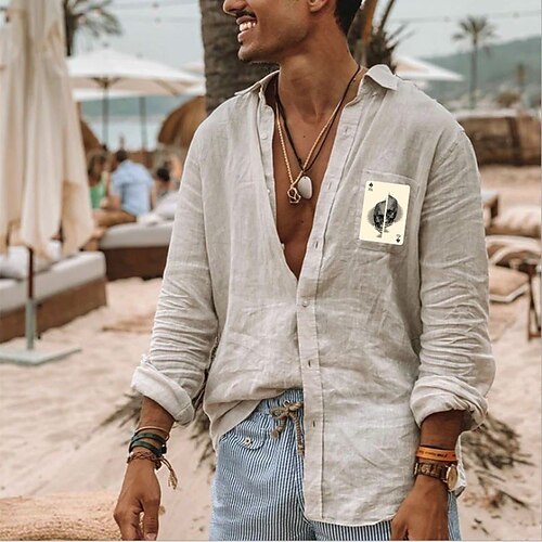 Men's T shirt Shirt Graphic Patterned Solid Color Poker Turndown Casual Daily Button-Down Print Long Sleeve Tops Casual Exaggerated Green White
Men's T shirt Shirt Graphic Patterned Solid Color Poker Turndown Casual Daily Button-Down Print Long Sleeve Tops Casual Exaggerated Green White