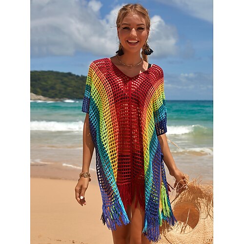 Women's Shirt Shrugs Blue Yellow Orange Color Block Tassel Cut Out Short Sleeve Holiday Beach Casual Beach V Neck Long One-Size
Women's Shirt Shrugs Blue Yellow Orange Color Block Tassel Cut Out Short Sleeve Holiday Beach Casual Beach V Neck Long One-Size