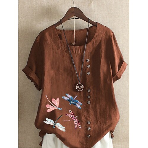 Women's Blouse Shirt Green Blue Purple Graphic Button Print Short Sleeve Daily Holiday Round Neck Regular Loose Fit S
Women's Blouse Shirt Green Blue Purple Graphic Button Print Short Sleeve Daily Holiday Round Neck Regular Loose Fit S