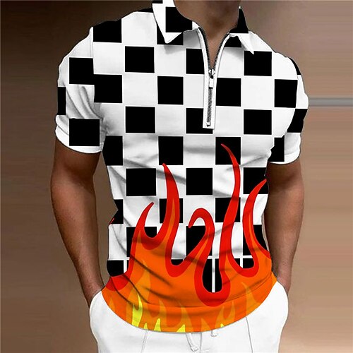 Men's Collar Polo Shirt Golf Shirt Plaid Flame Turndown Black 3D Print Casual Daily Short Sleeve Zipper Print Clothing Apparel Fashion Designer Casual Breathable / Sports
Men's Collar Polo Shirt Golf Shirt Plaid Flame Turndown Black 3D Print Casual Daily Short Sleeve Zipper Print Clothing Apparel Fashion Designer Casual Breathable / Sports