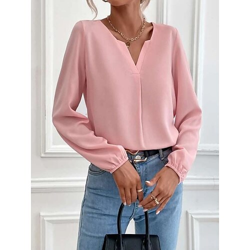 Women's Blouse Splice Plain Daily V Neck Regular Spring & Fall Green Blue Pink Red White
Women's Blouse Splice Plain Daily V Neck Regular Spring & Fall Green Blue Pink Red White