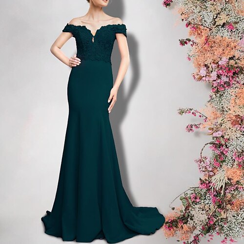 A sirena Abito da cerimonia per signora Elegante Senza spalline Strascico a terra Di pizzo Chiffon elasticizzato Manica corta con Con applique 2023
A sirena Abito da cerimonia per signora Elegante Senza spalline Strascico a terra Di pizzo Chiffon elasticizzato Manica corta con Con applique 2023
