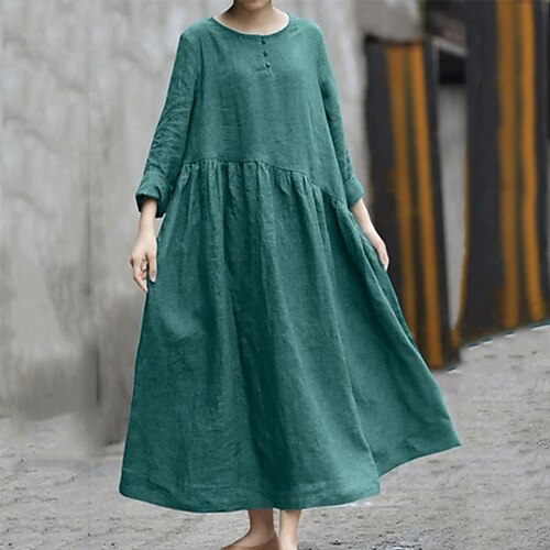Women's Casual Dress Linen Dress Swing Dress Midi Dress Green Wine Dark Blue Long Sleeve Pure Color Pocket Winter Fall Autumn Crew Neck Mature Winter Dress Fall Dress Loose Fit 2022 S M L XL XXL 3XL
Women's Casual Dress Linen Dress Swing Dress Midi Dress Green Wine Dark Blue Long Sleeve Pure Color Pocket Winter Fall Autumn Crew Neck Mature Winter Dress Fall Dress Loose Fit 2022 S M L XL XXL 3XL
