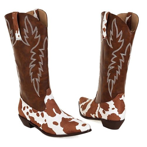 Women's Boots Daily Cowboy Boots Mid Calf Boots Winter Chunky Heel Pointed Toe Casual PU Leather Loafer Color Block Dark Brown
Women's Boots Daily Cowboy Boots Mid Calf Boots Winter Chunky Heel Pointed Toe Casual PU Leather Loafer Color Block Dark Brown