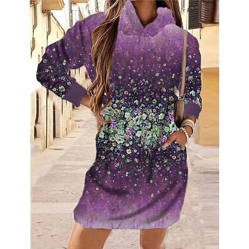 Women's Hoodie Dress Short Mini Dress Green Blue Purple Yellow Brown Long Sleeve Floral Pocket Print Fall Spring Hooded Casual Fashion 2022 XS S M L XL XXL 3XL 4XL
Women's Hoodie Dress Short Mini Dress Green Blue Purple Yellow Brown Long Sleeve Floral Pocket Print Fall Spring Hooded Casual Fashion 2022 XS S M L XL XXL 3XL 4XL