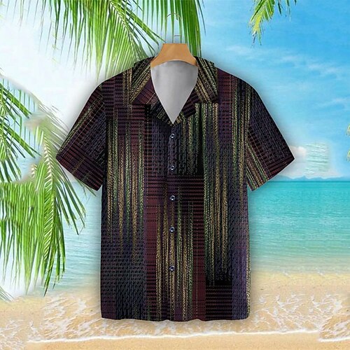 Men's Shirt Striped Turndown Street Casual 3D Button-Down Short Sleeve Tops Casual Fashion Comfortable Beach Black
Men's Shirt Striped Turndown Street Casual 3D Button-Down Short Sleeve Tops Casual Fashion Comfortable Beach Black