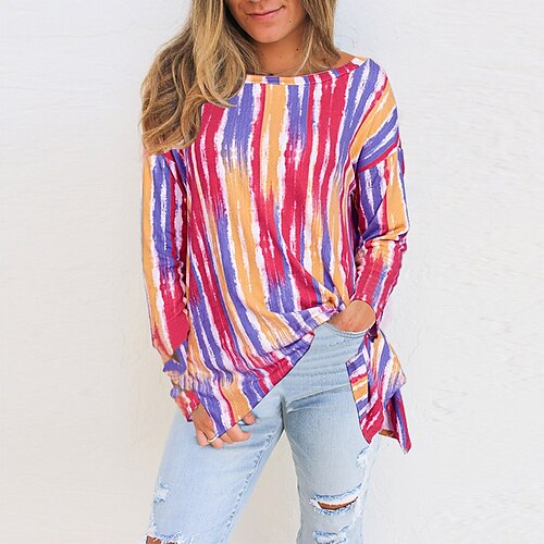 Mujer Camiseta Amarillo Rojo Azul Piscina A Rayas Estampado Manga Larga Casual Fin de semana Básico Escote Redondo Regular S
Mujer Camiseta Amarillo Rojo Azul Piscina A Rayas Estampado Manga Larga Casual Fin de semana Básico Escote Redondo Regular S