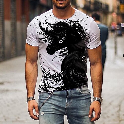 Hombre Unisexo Camiseta Caballo Estampados Cuello Barco Negro Impresión 3D Exterior Calle Manga Corta Estampado Ropa Deportes Design Casual Grande y alto / Verano / Verano
Hombre Unisexo Camiseta Caballo Estampados Cuello Barco Negro Impresión 3D Exterior Calle Manga Corta Estampado Ropa Deportes Design Casual Grande y alto / Verano / Verano