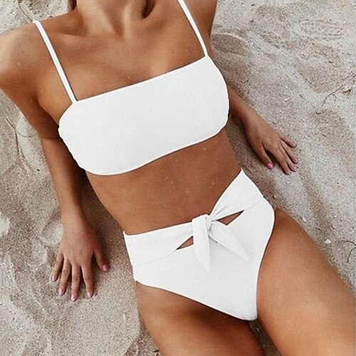 Women's Swimwear Bikini 2 Piece Normal Swimsuit Open Back High Waisted Pure Color White Black Wine Red Strap Bathing Suits Sexy Vacation Fashion / Modern / New
Women's Swimwear Bikini 2 Piece Normal Swimsuit Open Back High Waisted Pure Color White Black Wine Red Strap Bathing Suits Sexy Vacation Fashion / Modern / New