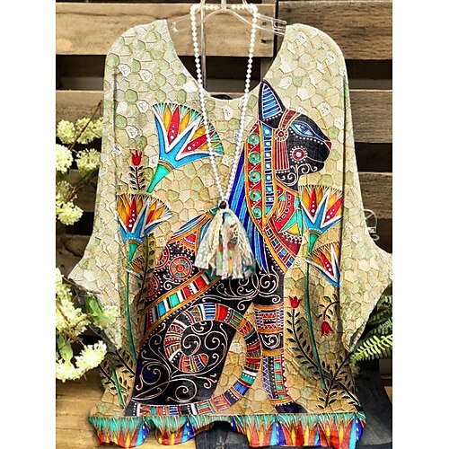 Women's Blouse Shirt Yellow Floral Cat Ruffle Print 3/4 Length Sleeve Casual Weekend Streetwear Round Neck Regular Floral 3D Cat S
Women's Blouse Shirt Yellow Floral Cat Ruffle Print 3/4 Length Sleeve Casual Weekend Streetwear Round Neck Regular Floral 3D Cat S