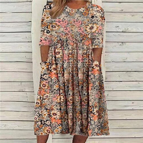 kvinders plus size feriekjole blomster med rund hals print 3 4 længde ærmer efterår forår afslappet midikjole afslappet hverdagskjole
kvinders plus size feriekjole blomster med rund hals print 3 4 længde ærmer efterår forår afslappet midikjole afslappet hverdagskjole