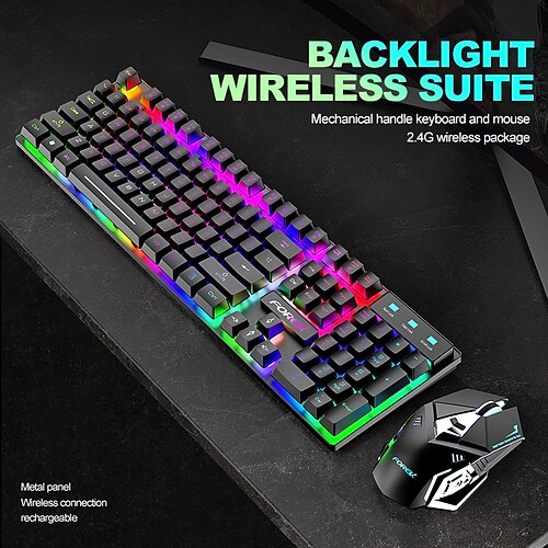FV 5 5 Wireless 2.4GHz Mouse Keyboard Combo Gaming / Backlit / Spill-Resistant Gaming Keyboard Rechargeable / Gaming Gaming Mouse / Rechargeable Mouse 1200/1600/2400 dpi
FV 5 5 Wireless 2.4GHz Mouse Keyboard Combo Gaming / Backlit / Spill-Resistant Gaming Keyboard Rechargeable / Gaming Gaming Mouse / Rechargeable Mouse 1200/1600/2400 dpi