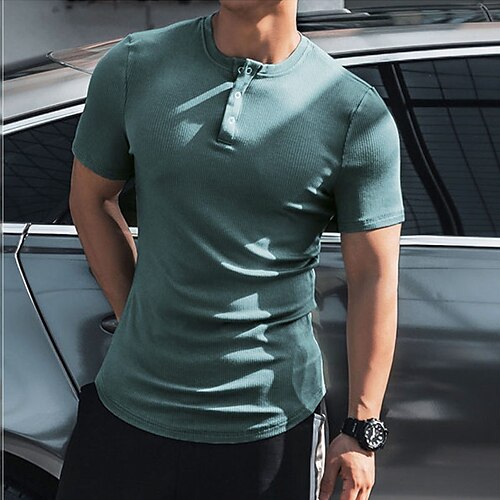 Men's Shirt Solid Color Henley Street Casual Button-Down Short Sleeve Tops Casual Fashion Comfortable Blue-Green
Men's Shirt Solid Color Henley Street Casual Button-Down Short Sleeve Tops Casual Fashion Comfortable Blue-Green