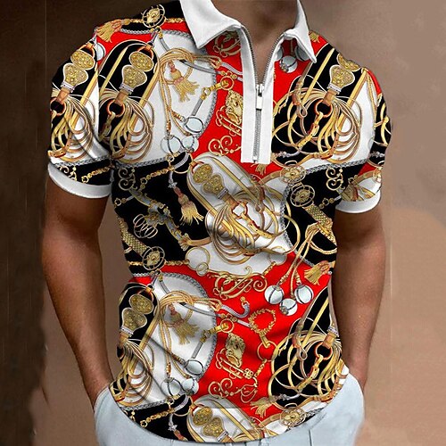 Men's Collar Polo Shirt Golf Shirt Vintage Turndown Black White Red 3D Print Street Daily Short Sleeve Zipper 3D Clothing Apparel Fashion Casual Breathable Comfortable / Beach
Men's Collar Polo Shirt Golf Shirt Vintage Turndown Black White Red 3D Print Street Daily Short Sleeve Zipper 3D Clothing Apparel Fashion Casual Breathable Comfortable / Beach