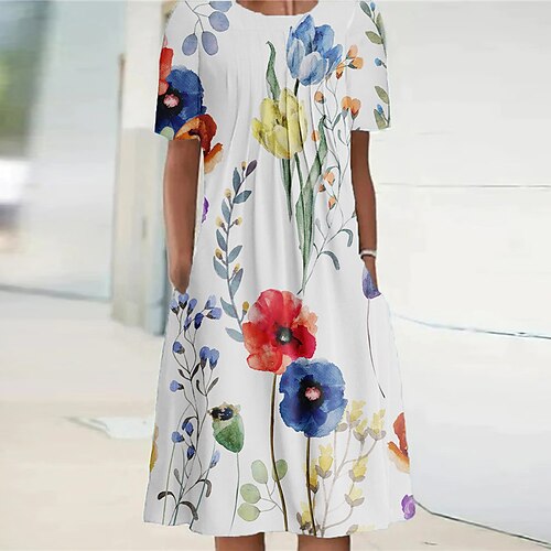 Women's Shift Dress Knee Length Dress Blue Gray Beige Short Sleeve Floral Pocket Print Spring Summer Crew Neck Casual Vacation 2022 S M L XL XXL 3XL
Women's Shift Dress Knee Length Dress Blue Gray Beige Short Sleeve Floral Pocket Print Spring Summer Crew Neck Casual Vacation 2022 S M L XL XXL 3XL