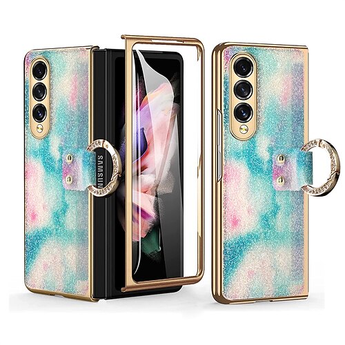 Phone Case For Samsung Galaxy Flip Z Fold 3 Bumper Frame and Screen Protector Ring Holder Glitter Shine PC PU Leather
Phone Case For Samsung Galaxy Flip Z Fold 3 Bumper Frame and Screen Protector Ring Holder Glitter Shine PC PU Leather