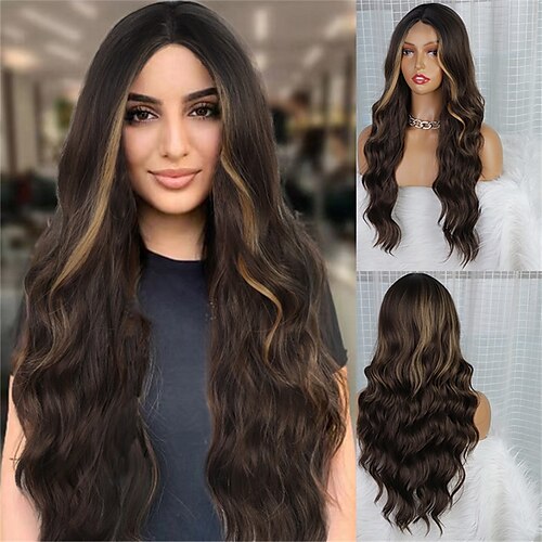 Long Brown Wavy Wig 24 Inch Highlight Wig for Women Synthetic Curly Wigs for Daily Party Wear
Long Brown Wavy Wig 24 Inch Highlight Wig for Women Synthetic Curly Wigs for Daily Party Wear