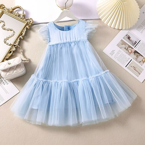 Kids Little Girls' Dress Solid Colored Tulle Dress Party Daily Mesh Blue Knee-length Short Sleeve Princess Cute Dresses Spring Summer Slim 2-8 Years
Kids Little Girls' Dress Solid Colored Tulle Dress Party Daily Mesh Blue Knee-length Short Sleeve Princess Cute Dresses Spring Summer Slim 2-8 Years