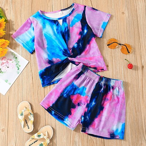 2 Pieces Kids Girls' T-shirt & Shorts Clothing Set Outfit Tie Dye Short Sleeve Print Set Outdoor Cute Sweet Spring Summer 4-12 Years Pink
2 Pieces Kids Girls' T-shirt & Shorts Clothing Set Outfit Tie Dye Short Sleeve Print Set Outdoor Cute Sweet Spring Summer 4-12 Years Pink