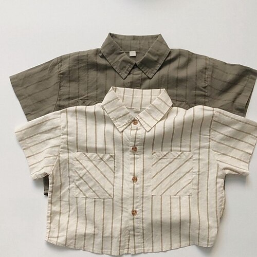 Kids Boys Shirt Stripe School Short Sleeve Active Cotton 3-6 Years Spring Army Green Beige
Kids Boys Shirt Stripe School Short Sleeve Active Cotton 3-6 Years Spring Army Green Beige