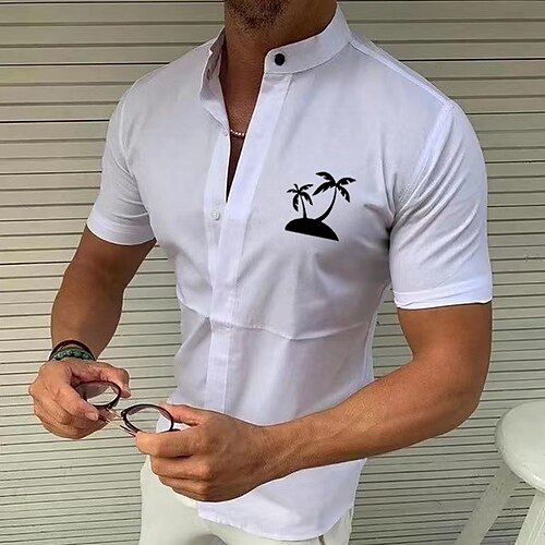 Men's Shirt Solid Color Tree Coconut Standing Collar Street Casual Button-Down Print Half Sleeve Tops Designer Casual Fashion Breathable A B White / Summer
Men's Shirt Solid Color Tree Coconut Standing Collar Street Casual Button-Down Print Half Sleeve Tops Designer Casual Fashion Breathable A B White / Summer