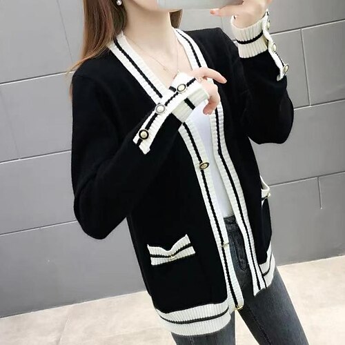 Women's Cardigan Sweater Jumper Knit Button Pocket Color Block V Neck Stylish Casual Outdoor Home Spring Summer Green Yellow One-Size / Long Sleeve / Striped / Regular Fit / Going out
Women's Cardigan Sweater Jumper Knit Button Pocket Color Block V Neck Stylish Casual Outdoor Home Spring Summer Green Yellow One-Size / Long Sleeve / Striped / Regular Fit / Going out