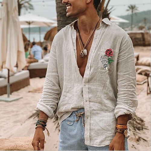 Men's T shirt Shirt Graphic Patterned Solid Color Skull Turndown Casual Daily Button-Down Print Long Sleeve Tops Casual Exaggerated Green White
Men's T shirt Shirt Graphic Patterned Solid Color Skull Turndown Casual Daily Button-Down Print Long Sleeve Tops Casual Exaggerated Green White