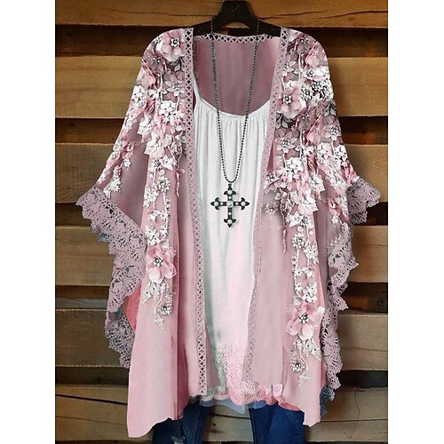 Women's Shrugs Floral Daily Weekend Floral Shrugs Shirt Long Sleeve Lace Trims Print V Neck Casual Streetwear Blue Purple Pink S / 3D Print
Women's Shrugs Floral Daily Weekend Floral Shrugs Shirt Long Sleeve Lace Trims Print V Neck Casual Streetwear Blue Purple Pink S / 3D Print