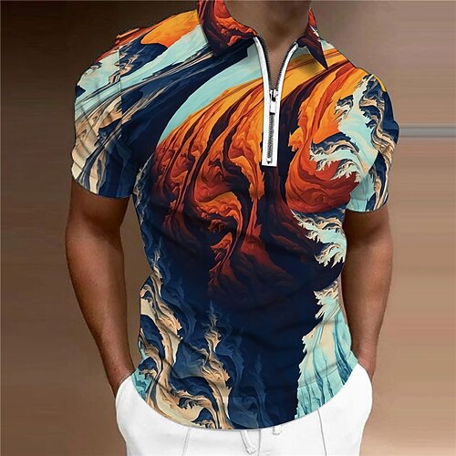 Men's Collar Polo Shirt Golf Shirt Gradient Turndown Blue 3D Print Casual Daily Short Sleeve Zipper Print Clothing Apparel Fashion Designer Casual Breathable / Sports
Men's Collar Polo Shirt Golf Shirt Gradient Turndown Blue 3D Print Casual Daily Short Sleeve Zipper Print Clothing Apparel Fashion Designer Casual Breathable / Sports