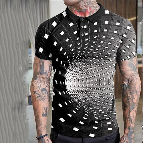Herre POLO T-skjorte Golf skjorte 3D Aftæpning Svart 3D-utskrift Gate Daglig Kortermet 3D Knapp ned Klær Mote Fritid Pustende Bekvem / Strand
Herre POLO T-skjorte Golf skjorte 3D Aftæpning Svart 3D-utskrift Gate Daglig Kortermet 3D Knapp ned Klær Mote Fritid Pustende Bekvem / Strand