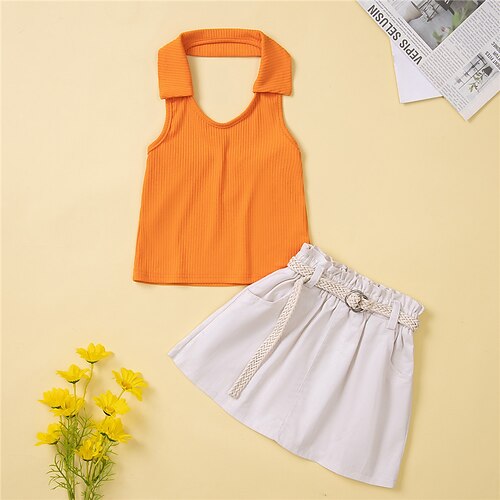 Kids Girls' Tank SKirt Clothing Set 2 Pieces Sleeveless Orange Solid Color Indoor Daily Long Knee-length 1-5 Years
Kids Girls' Tank SKirt Clothing Set 2 Pieces Sleeveless Orange Solid Color Indoor Daily Long Knee-length 1-5 Years