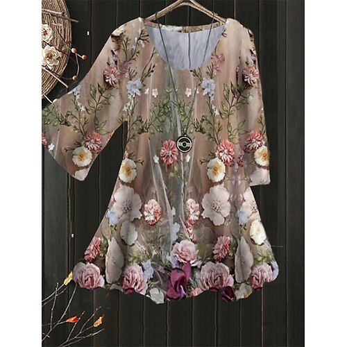 Women's Plus Size Tops Blouse Shirt Floral Print 3/4 Length Sleeve Crewneck Streetwear Daily Holiday Polyester Spring Summer White khaki
Women's Plus Size Tops Blouse Shirt Floral Print 3/4 Length Sleeve Crewneck Streetwear Daily Holiday Polyester Spring Summer White khaki