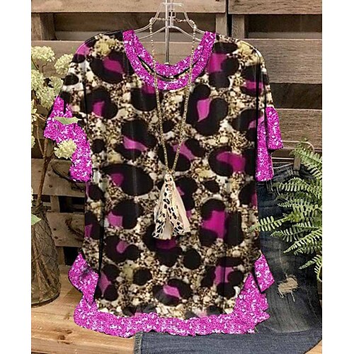 Mulheres Camiseta Preto Branco Amarelo Leopardo Quadriculada Frufru Imprimir Manga Curta Casual Final de semana Básico Decote Redondo Padrão Pintura S
Mulheres Camiseta Preto Branco Amarelo Leopardo Quadriculada Frufru Imprimir Manga Curta Casual Final de semana Básico Decote Redondo Padrão Pintura S