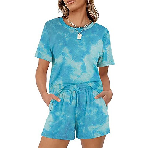 Women's Loungewear Sets Nighty 2 Pieces Tie Dye Fashion Comfort Home Street Cotton Crew Neck Short Sleeve T shirt Tee Shorts Spring Summer Blue Black
Women's Loungewear Sets Nighty 2 Pieces Tie Dye Fashion Comfort Home Street Cotton Crew Neck Short Sleeve T shirt Tee Shorts Spring Summer Blue Black